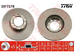 TRW DF1578 stabdžių diskas 
 Stabdžių sistema -> Diskinis stabdys -> Stabdžių diskas
1264200005, 1264200172, 1264210012