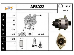 SNRA AR8022 kintamosios srovės generatorius 
 Elektros įranga -> Kint. sr. generatorius/dalys -> Kintamosios srovės generatorius
46782219, 46813062