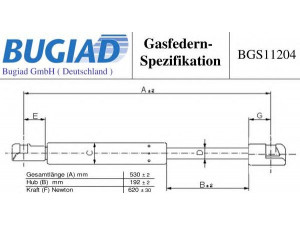 BUGIAD BGS11204 dujinė spyruoklė, bagažinė 
 Priedai -> Bagažinė/pakrovimo skyrius
8731.Q7
