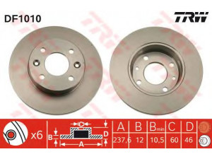 TRW DF1010 stabdžių diskas 
 Dviratė transporto priemonės -> Stabdžių sistema -> Stabdžių diskai / priedai
7700649850, 7701466542