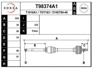 EAI T98374A1 kardaninis velenas 
 Ratų pavara -> Kardaninis velenas
434100-5370