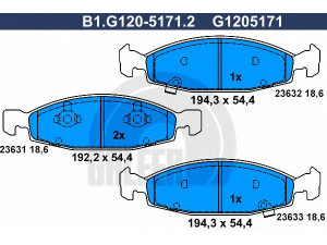 GALFER B1.G120-5171.2 stabdžių trinkelių rinkinys, diskinis stabdys 
 Techninės priežiūros dalys -> Papildomas remontas
0 5011 969AA, 0 5018 592AA, 5011 969AA