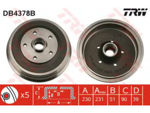 TRW DB4378B stabdžių būgnas 
 Stabdžių sistema -> Būgninis stabdys -> Stabdžių būgnas
4A0501615B