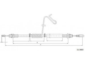 CABOR 11.5683 trosas, stovėjimo stabdys 
 Stabdžių sistema -> Valdymo svirtys/trosai
1488313, 1552043, 8C1V2A635DC