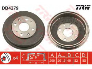 TRW DB4279 stabdžių būgnas 
 Stabdžių sistema -> Būgninis stabdys -> Stabdžių būgnas
BW7Y26251, F2C612448, F2CZ1126A