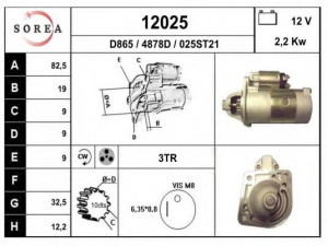 EAI 12025 starteris 
 Elektros įranga -> Starterio sistema -> Starteris
M2T88372, M2T88372ZC, 56041579