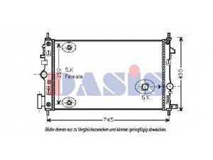 AKS DASIS 150098N radiatorius, variklio aušinimas 
 Aušinimo sistema -> Radiatorius/alyvos aušintuvas -> Radiatorius/dalys
1300290, 13241724