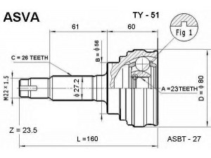 ASVA TY-51 jungčių komplektas, kardaninis velenas 
 Ratų pavara -> Sujungimai/komplektas
43410-05240, 43410-05241, 43420-05260