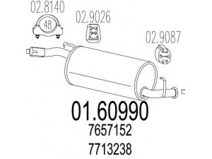 MTS 01.60990 galinis duslintuvas 
 Išmetimo sistema -> Duslintuvas
7657152, 7711037, 7713238, 7711037