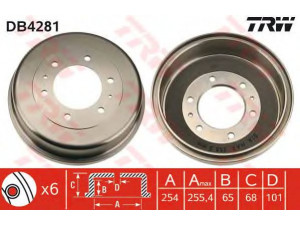 TRW DB4281 stabdžių būgnas 
 Stabdžių sistema -> Būgninis stabdys -> Stabdžių būgnas
1954475, 432060F001