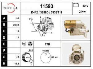 EAI 11593 starteris 
 Elektros įranga -> Starterio sistema -> Starteris
5811001830, 5822001660, S13124
