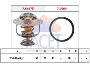 FACET 7.8687 termostatas, aušinimo skystis 
 Aušinimo sistema -> Termostatas/tarpiklis -> Thermostat