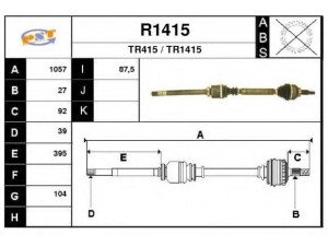SNRA R1415 kardaninis velenas 
 Ratų pavara -> Kardaninis velenas
8200169163
