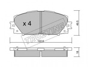 TRUSTING 761.0 stabdžių trinkelių rinkinys, diskinis stabdys 
 Techninės priežiūros dalys -> Papildomas remontas
04465-52180, 04465-52200, 04465-52260