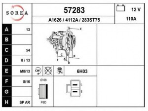 EAI 57283 kintamosios srovės generatorius
A3TN2481, A3TN2481A, MD371144