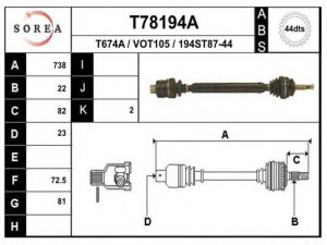 EAI T78194A kardaninis velenas 
 Ratų pavara -> Kardaninis velenas