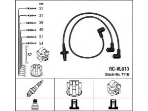 NGK 7116 uždegimo laido komplektas 
 Kibirkšties / kaitinamasis uždegimas -> Uždegimo laidai/jungtys