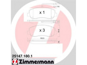 ZIMMERMANN 25147.180.1 stabdžių trinkelių rinkinys, diskinis stabdys 
 Techninės priežiūros dalys -> Papildomas remontas
41060 00Q0L, 44 1 99 50, 93167551