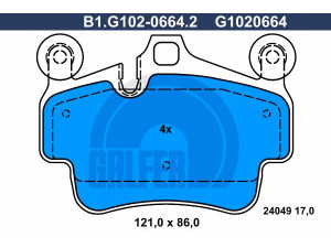 GALFER B1.G102-0664.2 stabdžių trinkelių rinkinys, diskinis stabdys 
 Techninės priežiūros dalys -> Papildomas remontas
997 351 939 02, 997 351 939 03