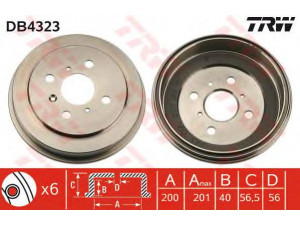 TRW DB4323 stabdžių būgnas 
 Stabdžių sistema -> Būgninis stabdys -> Stabdžių būgnas
4243187709, 4243187709000