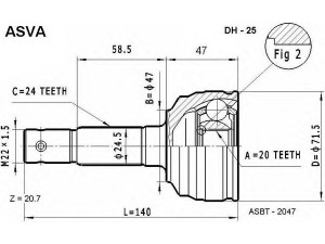 ASVA DH-25 jungčių komplektas, kardaninis velenas 
 Ratų pavara -> Sujungimai/komplektas
43410-97403, 43420-97402