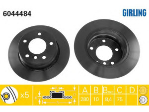 GIRLING 6044484 stabdžių diskas 
 Dviratė transporto priemonės -> Stabdžių sistema -> Stabdžių diskai / priedai
34216764647, 34216855001