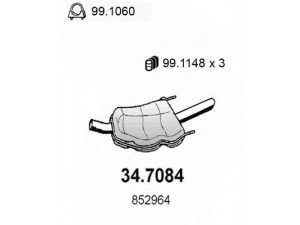 ASSO 34.7084 galinis duslintuvas 
 Išmetimo sistema -> Duslintuvas
852964, 90469585