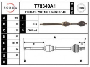 EAI T78340A1 kardaninis velenas 
 Ratų pavara -> Kardaninis velenas