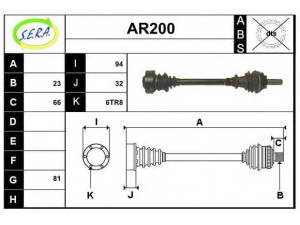 SERA AR200 kardaninis velenas 
 Ratų pavara -> Kardaninis velenas
510847, 531943, 795067, 795068