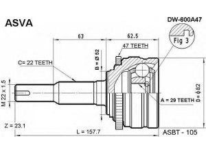 ASVA DW-600A47 jungčių komplektas, kardaninis velenas 
 Ratų pavara -> Sujungimai/komplektas
962 578 03, 962 984 65, 962 984 66