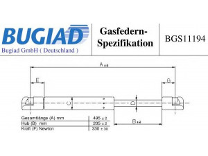 BUGIAD BGS11194 dujinė spyruoklė, bagažinė 
 Priedai -> Bagažinė/pakrovimo skyrius
51247148902