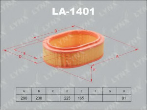 LYNXauto LA-1401 oro filtras 
 Filtrai -> Oro filtras
6001 543 789, 7701 047 655, 7701 069 365