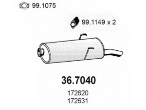 ASSO 36.7040 galinis duslintuvas 
 Išmetimo sistema -> Duslintuvas
172620, 172631, 172632, 172661