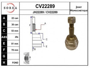 EAI CV22289K jungčių komplektas, kardaninis velenas 
 Ratų pavara -> Sujungimai/komplektas