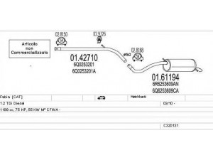 MTS C320131024965 išmetimo sistema 
 Išmetimo sistema -> Išmetimo sistema, visa