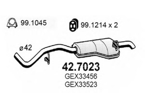 ASSO 42.7023 galinis duslintuvas 
 Išmetimo sistema -> Duslintuvas
GEX33456, GEX33523
