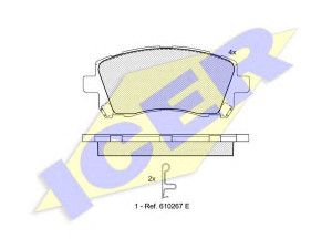 ICER 181247 stabdžių trinkelių rinkinys, diskinis stabdys 
 Techninės priežiūros dalys -> Papildomas remontas
26296-AC030, 26296-AC040, 26296-AC041