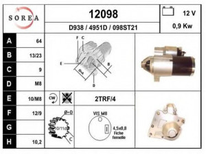 EAI 12098 starteris 
 Elektros įranga -> Starterio sistema -> Starteris
12417540896, 12417552105, 12417552697