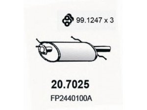ASSO 20.7025 galinis duslintuvas 
 Išmetimo sistema -> Duslintuvas
FP2440100A, FP2740100A, FP2740100B