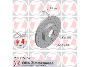 ZIMMERMANN 230.2357.52 stabdžių diskas 
 Stabdžių sistema -> Diskinis stabdys -> Stabdžių diskas
608 08 872, 7 545 556, 7 645 055