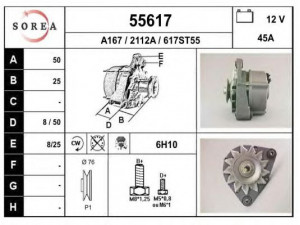 EAI 55617 kintamosios srovės generatorius 
 Elektros įranga -> Kint. sr. generatorius/dalys -> Kintamosios srovės generatorius
12311277216, 12311277217, 12311277246