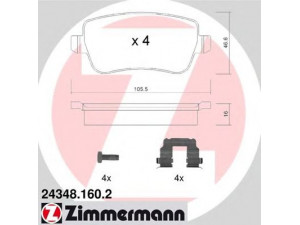 ZIMMERMANN 24348.160.2 stabdžių trinkelių rinkinys, diskinis stabdys 
 Techninės priežiūros dalys -> Papildomas remontas
77363607, 77363610, 77364168, 77364169