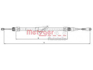 METZGER 10.9433 trosas, stovėjimo stabdys 
 Stabdžių sistema -> Valdymo svirtys/trosai
202 420 0885, 202 420 0887, 202 420 1685