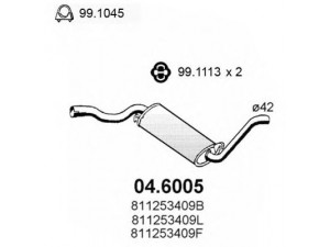 ASSO 04.6005 vidurinis duslintuvas 
 Išmetimo sistema -> Duslintuvas
811253409B, 811253409F, 811253409K