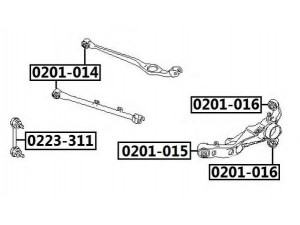 ASVA 0201-016 valdymo svirties/išilginių svirčių įvorė 
 Ašies montavimas/vairavimo mechanizmas/ratai -> Valdymo svirtis/pasukamosios svirties sujungimas -> Montavimas/sutvirtinimas
55501-WA001, 55501-WA005, 55501-WA102