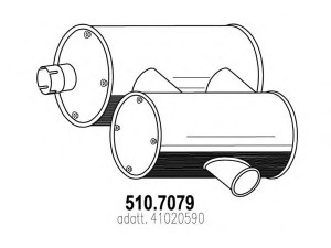 ASSO 510.7079 vidurinis / galinis duslintuvas 
 Išmetimo sistema -> Duslintuvas
41020590, 41020591, 41213998