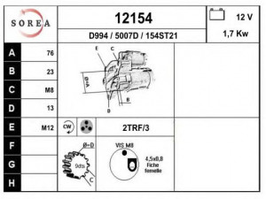 EAI 12154 starteris 
 Elektros įranga -> Starterio sistema -> Starteris
079911023C, 079911023D