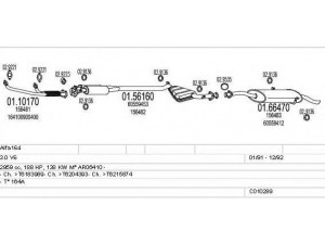 MTS C010289008810 išmetimo sistema 
 Išmetimo sistema -> Išmetimo sistema, visa