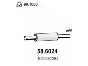 ASSO 58.6024 vidurinis duslintuvas 
 Išmetimo sistema -> Duslintuvas
191253209G, 191253209J, 1L0253409G