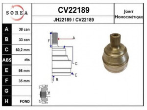 EAI CV22189K jungčių komplektas, kardaninis velenas 
 Ratų pavara -> Sujungimai/komplektas